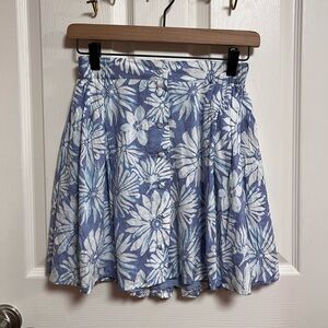 Urban Outfitters Blue and White Floral Skater Skirt